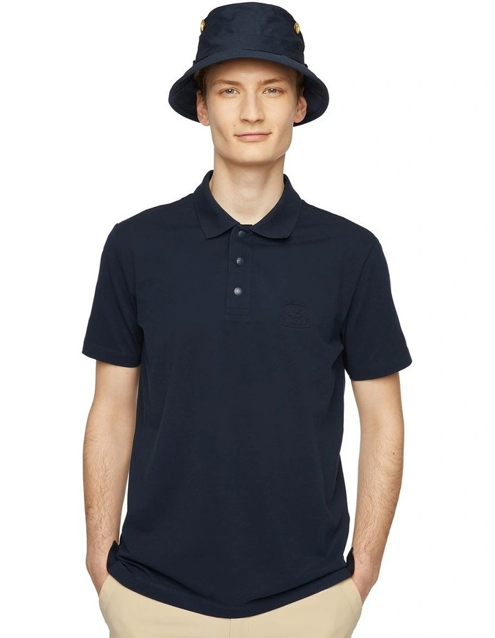 Pique Polo With 3d Logo in Navy