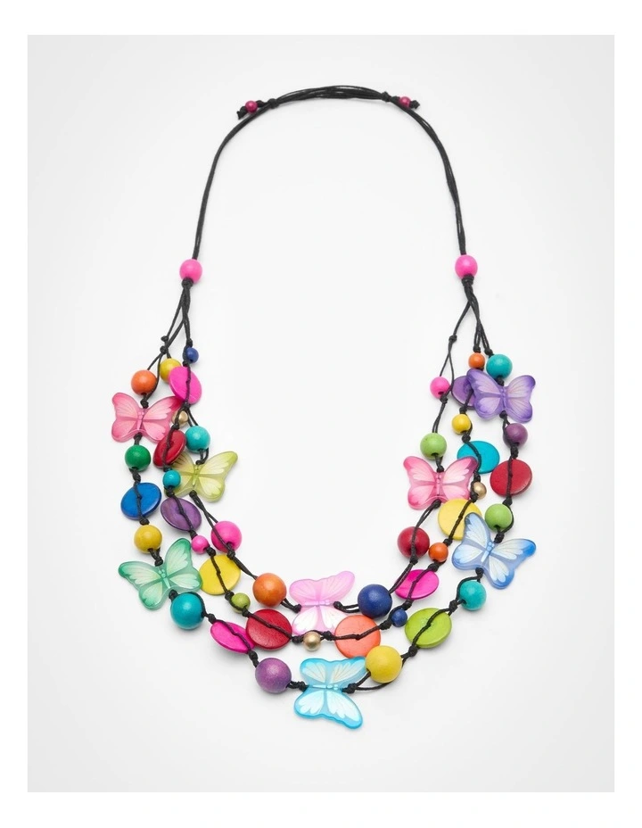 Layered Butterfly Necklace in Multi