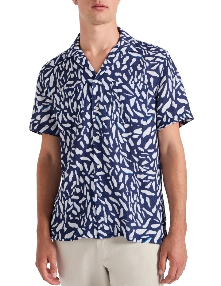 Bubble In Paradise Shirt in Navy/White