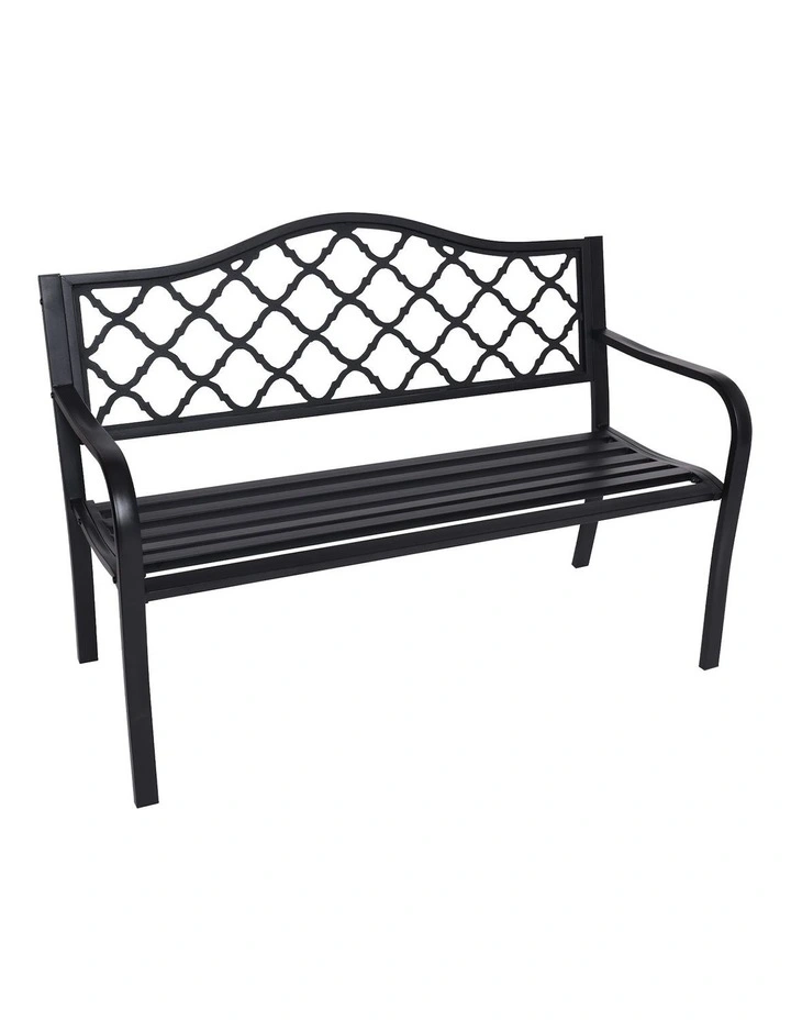 Steel Outdoor Garden Bench Elegant in Black