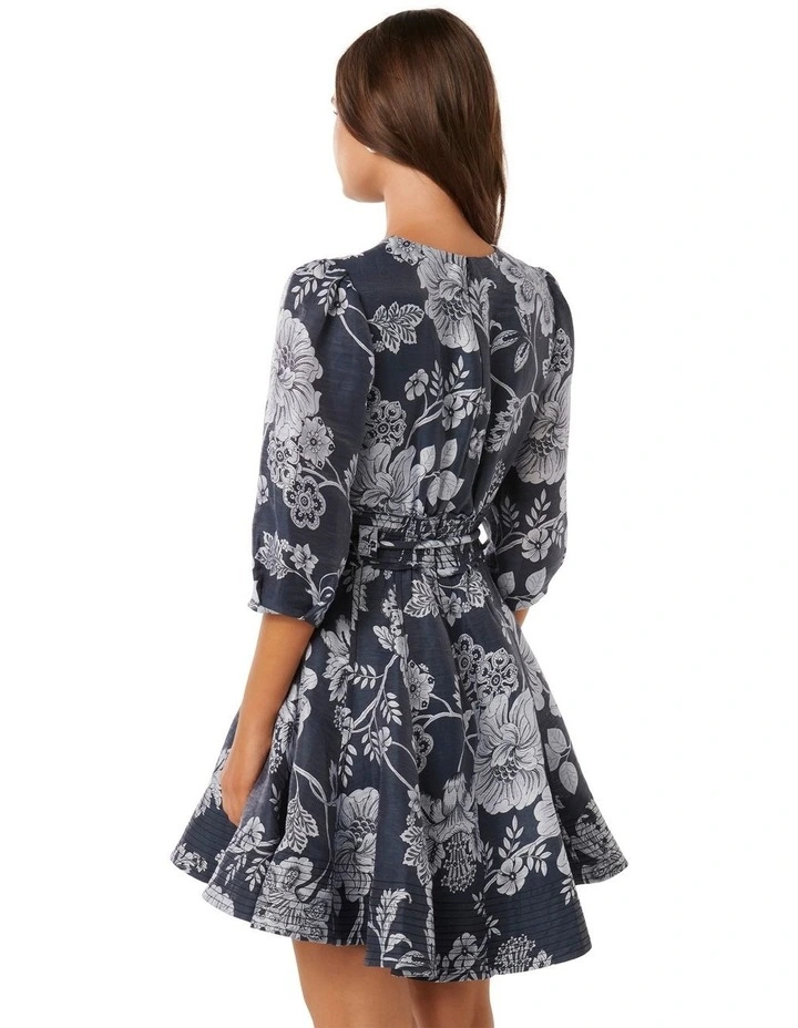 Natalie Printed Skater Mini Dress in Large Leila Chintz