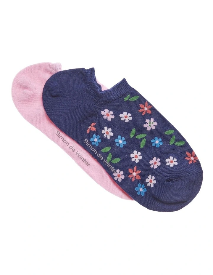 Patterned Low Cut Socks 2 Pack Ditsy in Multi