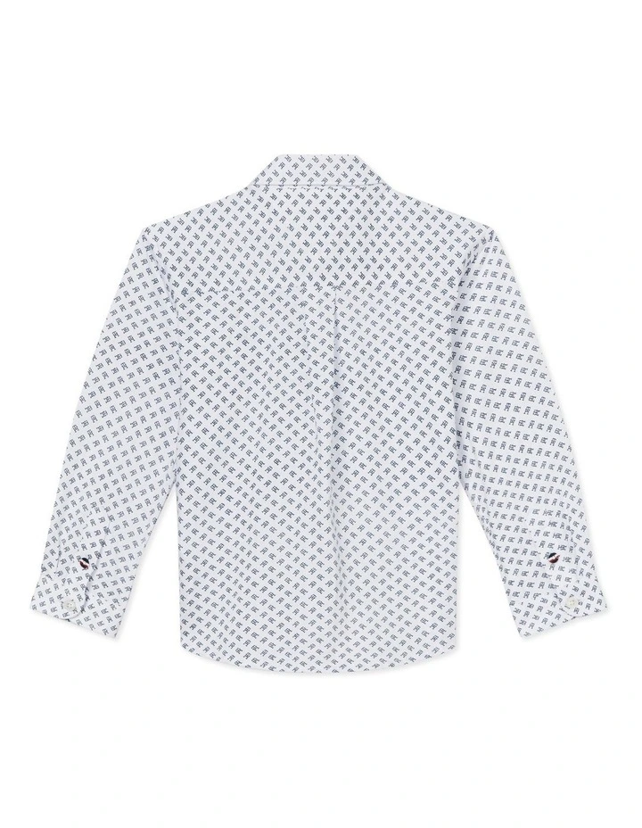 Mini Monogram Print Shirt (3-7 years) in White