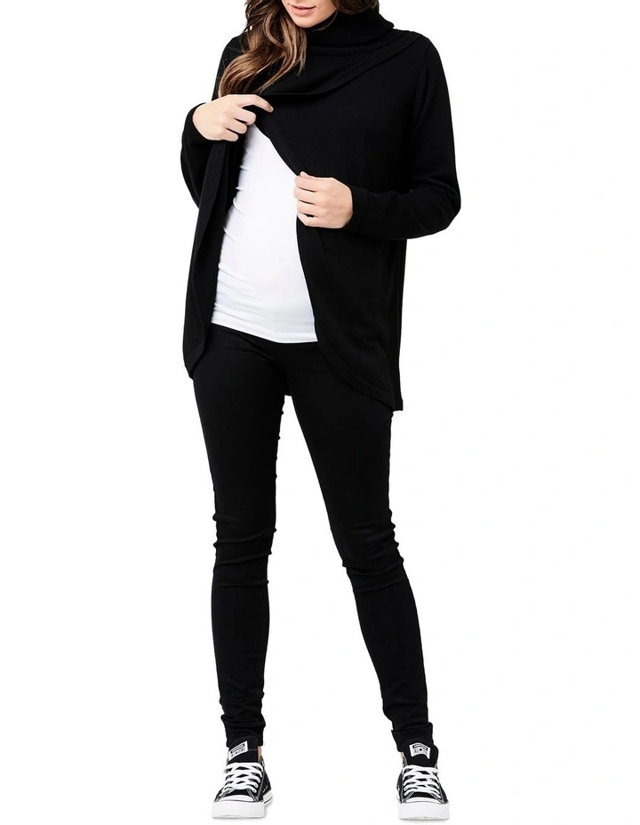 Cowl Neck Nursing Knit in Black