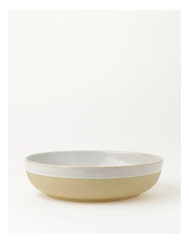 Esperance Wiped Edge Shallow Bowl Large in White/Sand