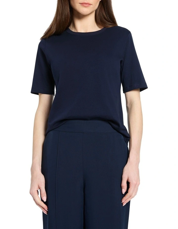 Monty Mercerised Cotton Tee in Navy