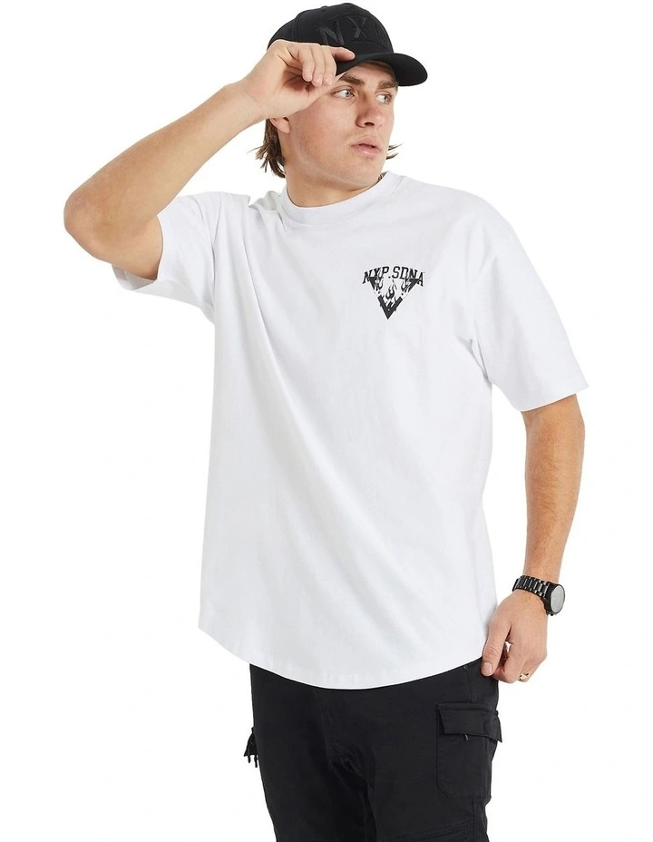 Blaze Heavy Box Fit Scoop Tee in White