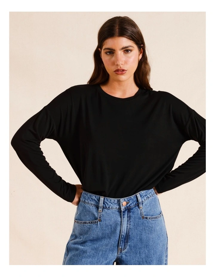 Long Sleeve Bamboo Tee in Black