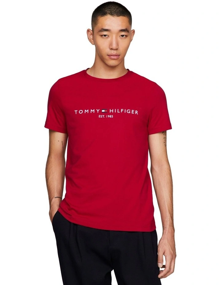 Tommy Logo Tee in Red