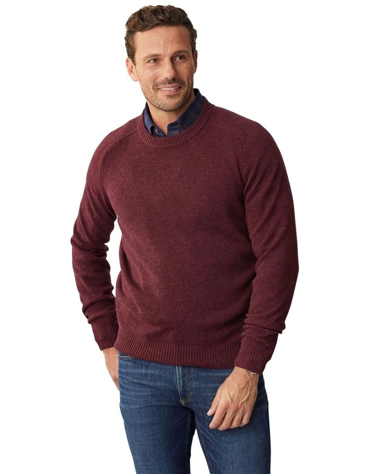 Lambswool Crew Neck Knit Burgundy