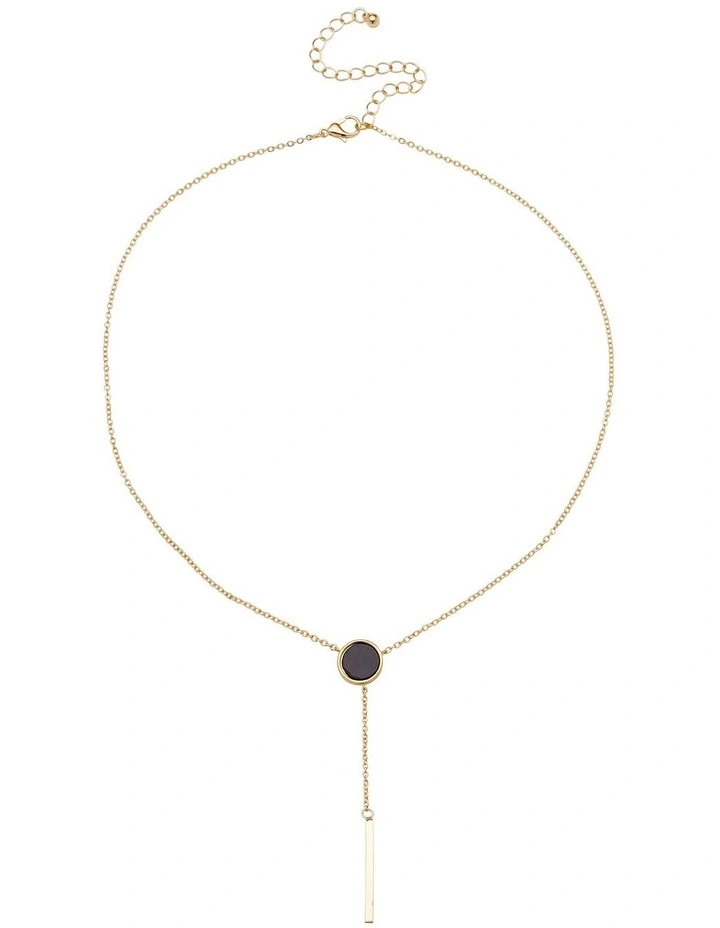Mini Colored Disc and Bar Pendant in Black