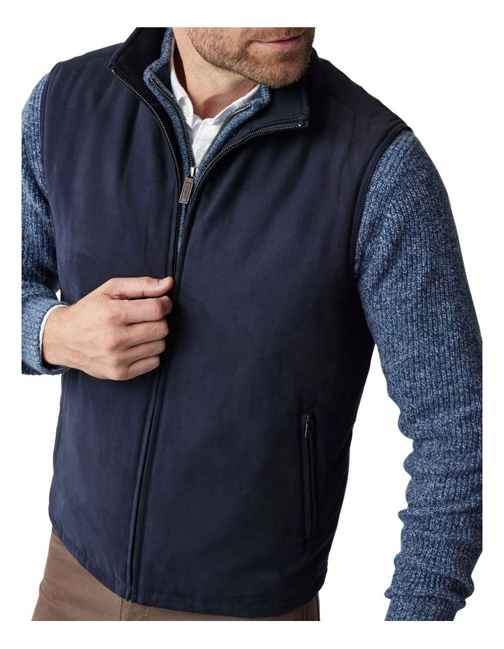 Cremorne Mock Suede Vest in Navy