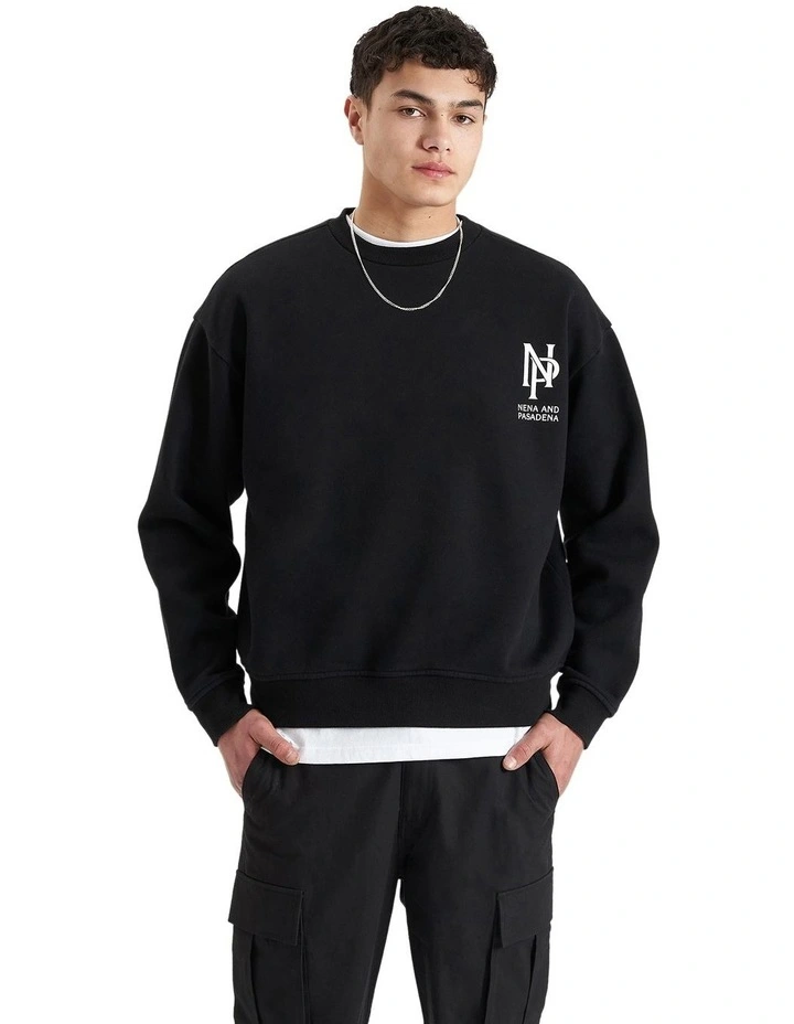 Wright Heavy Box Fit Sweater in Jet Black