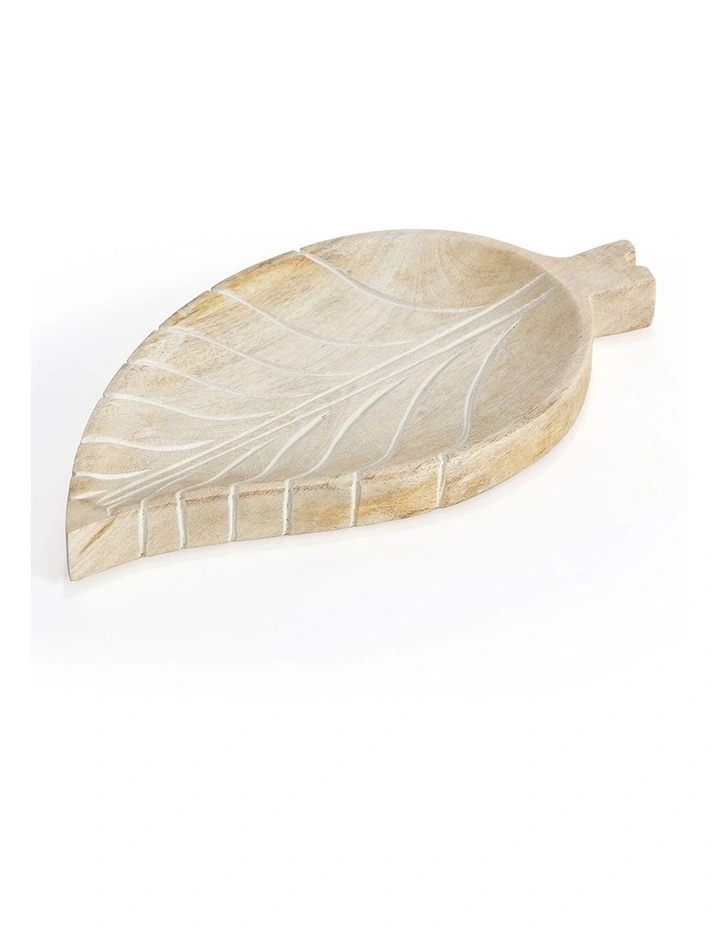 Mango Wood Leaf Tray in Natural