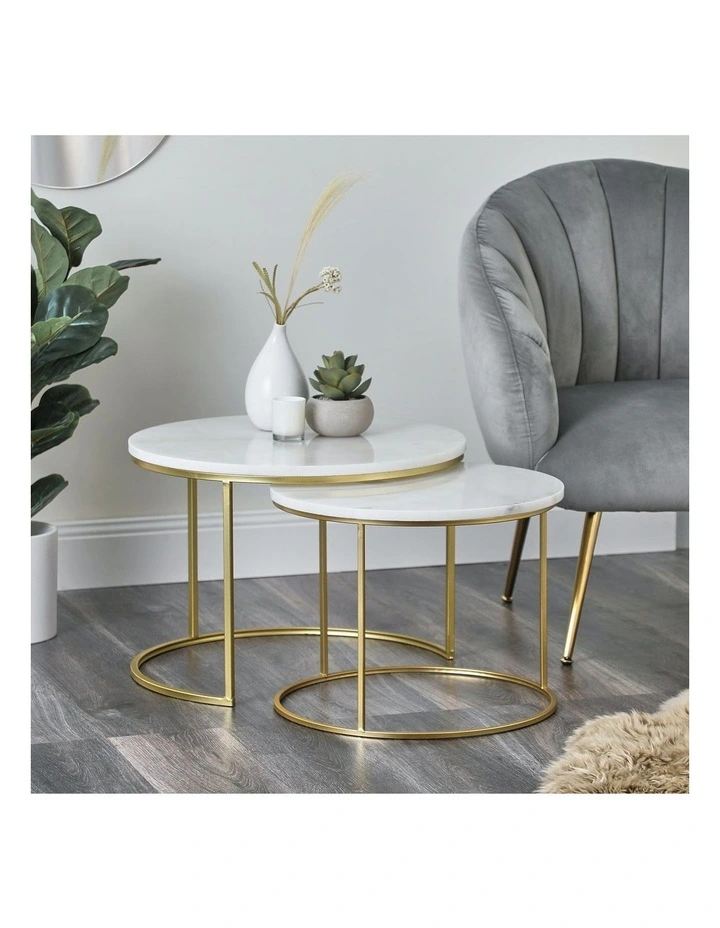 Marble Miles Nested Coffee Table Set Gold