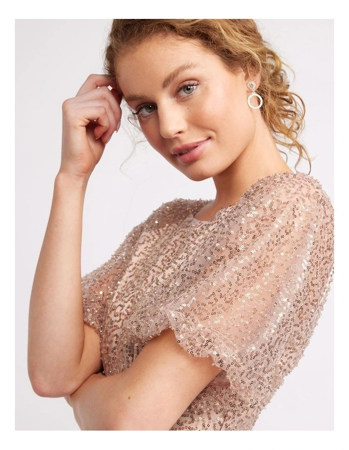 Venetian Mini Dress in Rose Gold