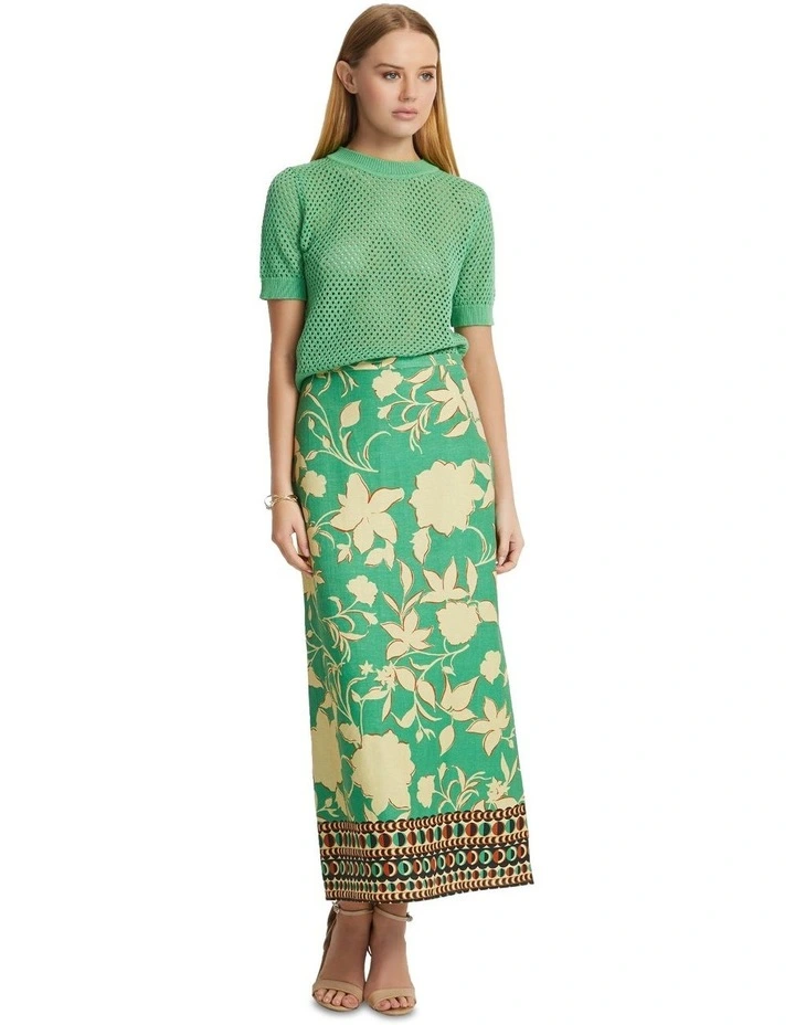 Luna Open Knit Top in Lime