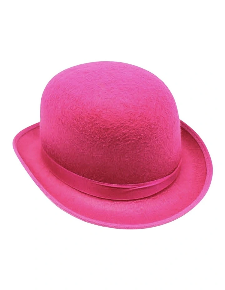 Costume Bowler Hat in Hot Pink