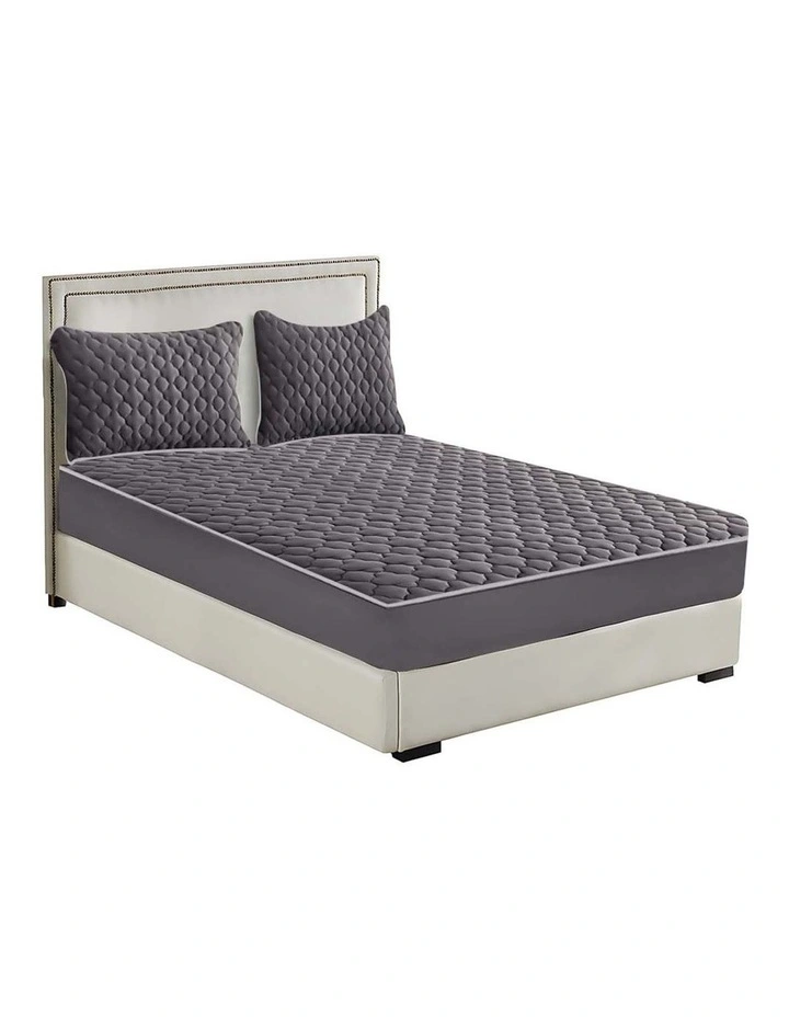 Mattress Cover Bed Protector With Pillow Covers 183cm in Grey