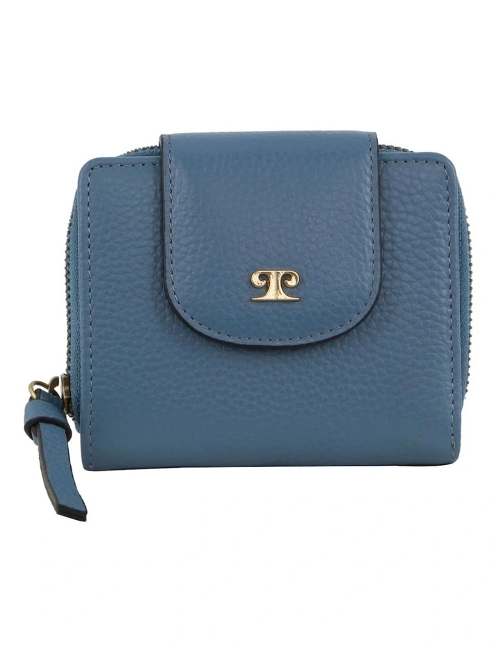 Leather Tab Bi-Fold Wallet in Blue