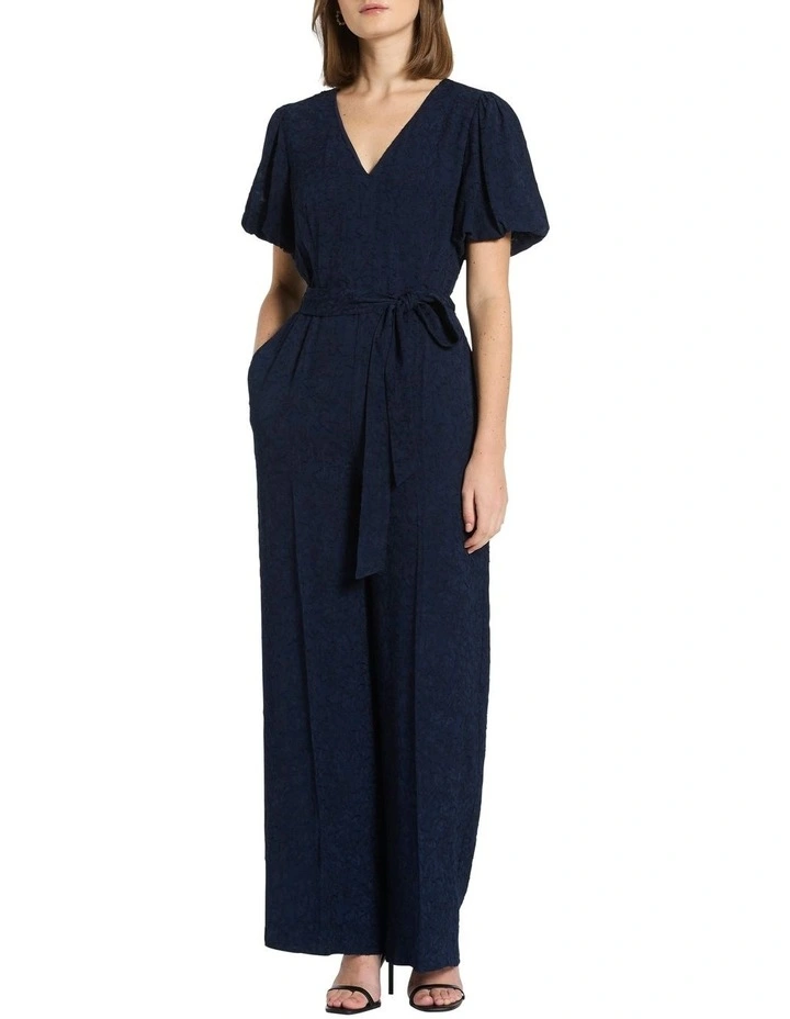 Addi Jacquard Jumpsuit in Navy