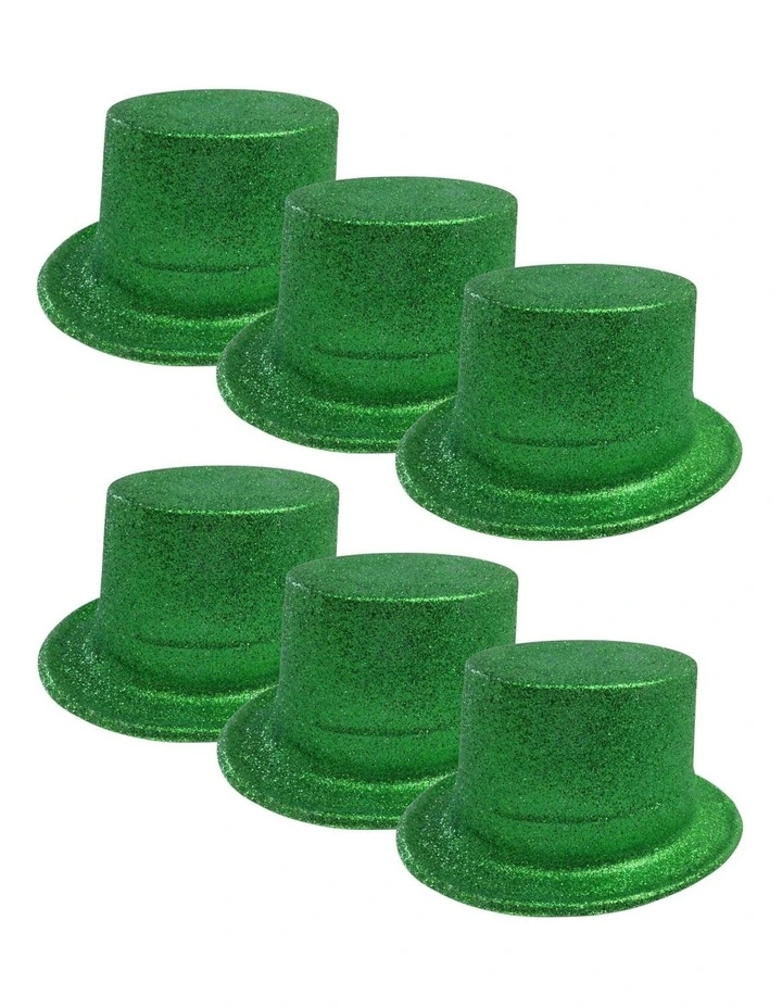 Glitter Top Hat x6 in Green