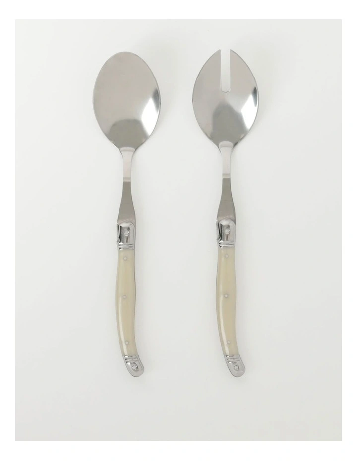 Laguiole Sophistique 2 Piece Salad Spoon Set in Pearl