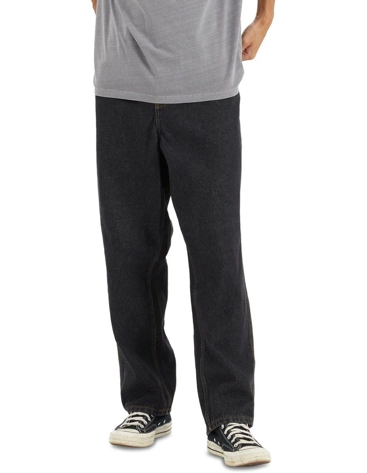 Baggy Wide Leg Jean in Washed Black