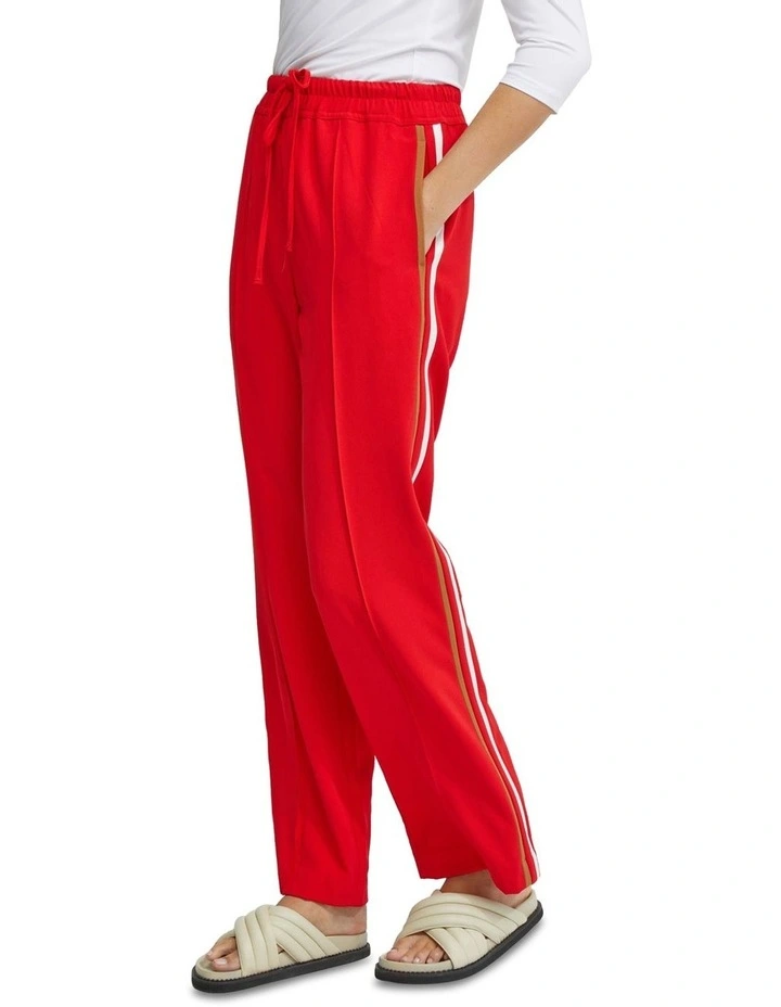 Violet Contrast Stripe Pants in Red