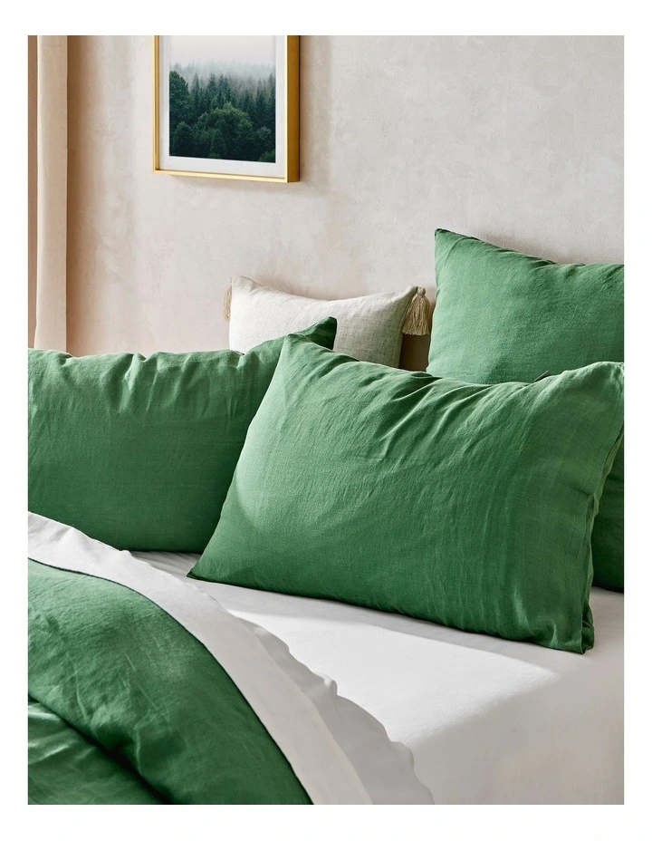 Linen European Flax Linen Quilt Cover Set in Olive
