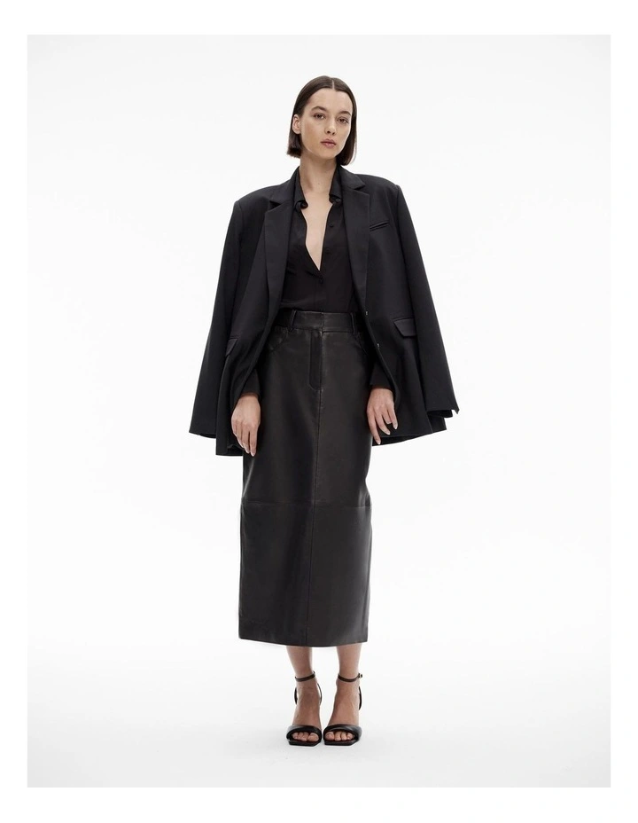 Silk Bind Detail Shirt in Black