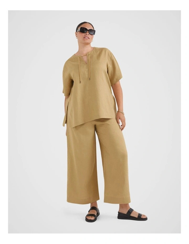 The Flat Front Linen Pant in Sahara