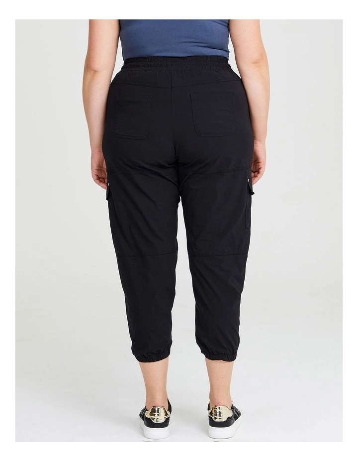 Castaway Tie Waist Cargo Pant in Black