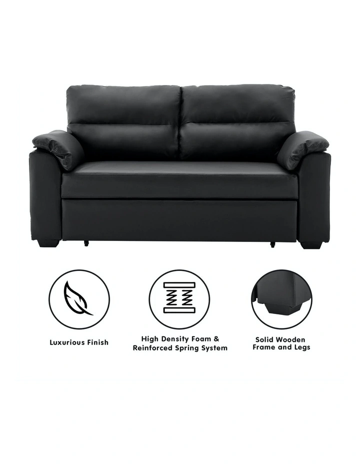 2 Seater Sofa Bed Lounge Futon Couch Modular Furniture Home Faux Velvet Fabric Black