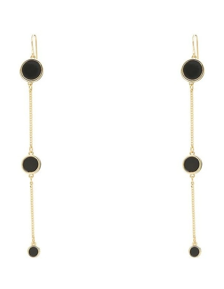 Trio Disc and Chain Drop Earring in Black