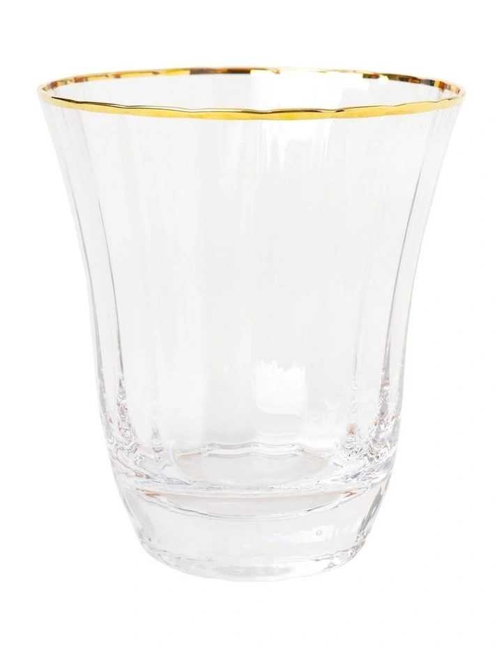 Gabrielle Tumbler Set of 4 Gold Rib in Clear