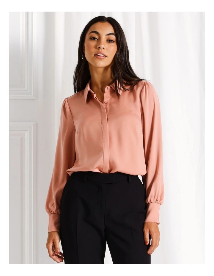 Recycled Satin Shirt in Pink