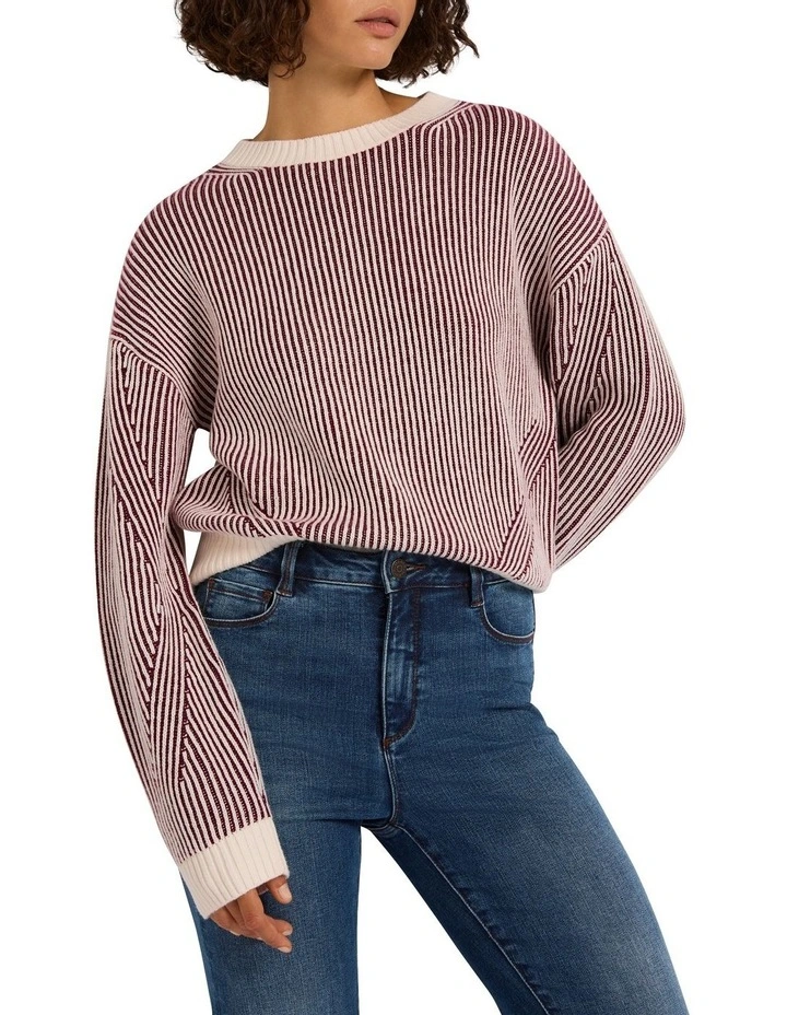Connie Contrast Knit Jumper in Red