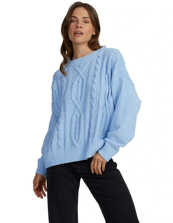 Missing The Waves Long Sleeve Jumper in Bel Air Blue