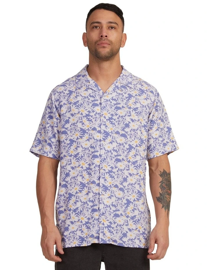 Dais Floral Short Sleeve Shirt in Purple