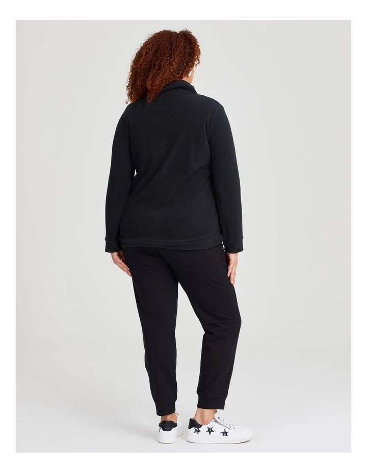 Polar Fleece Zip Front Jacket in Black
