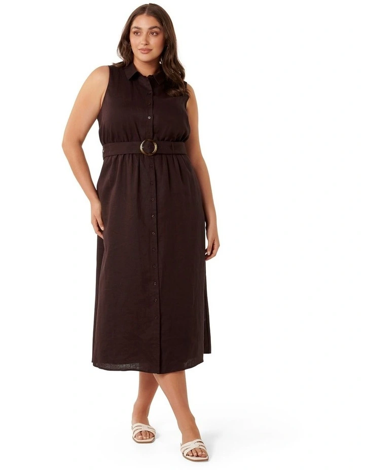 Gabbriette Button Midi Dress in Chocolate