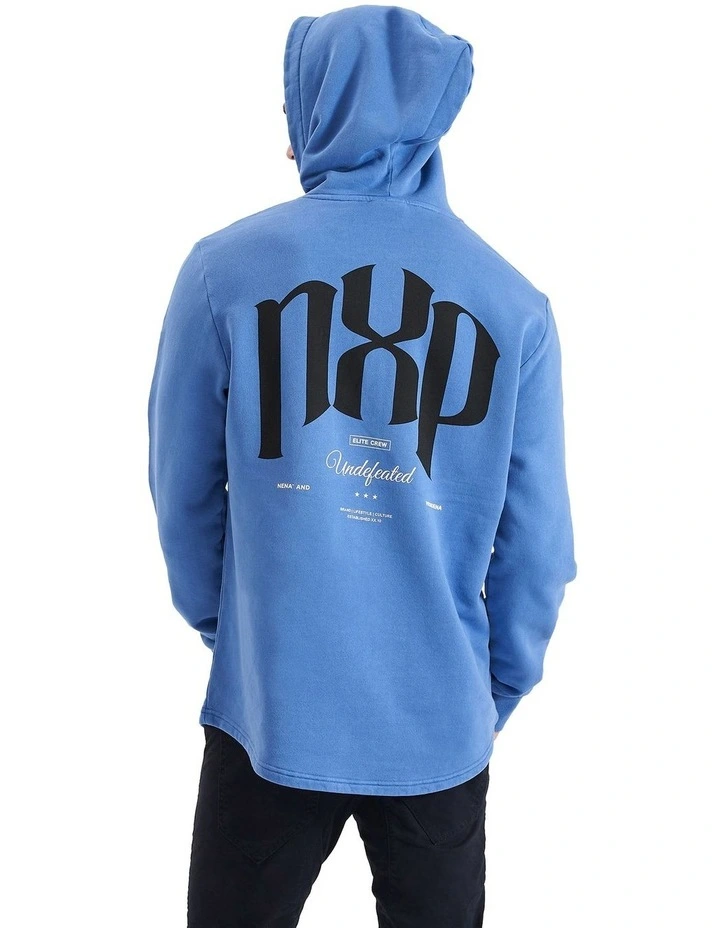 Rubble Hooded Dual Curved Sweater in Pigment Dutch Blue