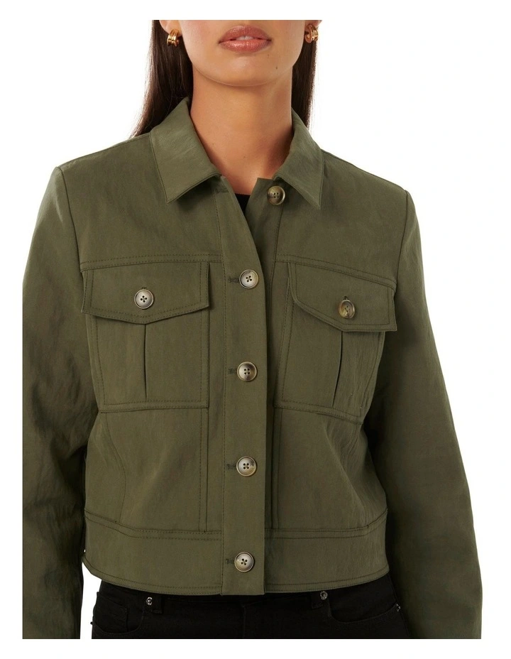 Luca Crop Utility Jacket in Khaki