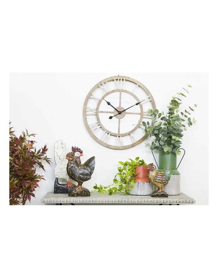 XL Hamptons Double-Frame Floating Wall Clock in Natural