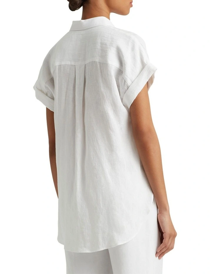 Linen Short-Sleeve Shirt in White