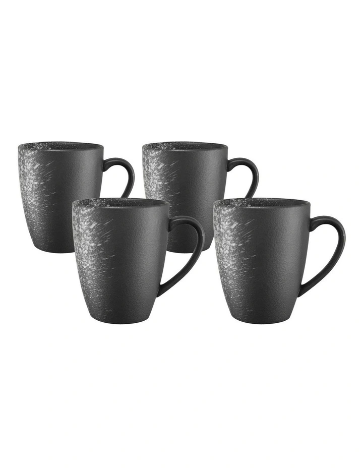Caviar Galaxy Coupe Mug Gift Boxed 400ml Set of 4 in Black