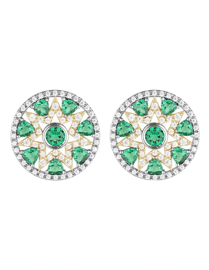 Opera Green Emerald Silver Earrings