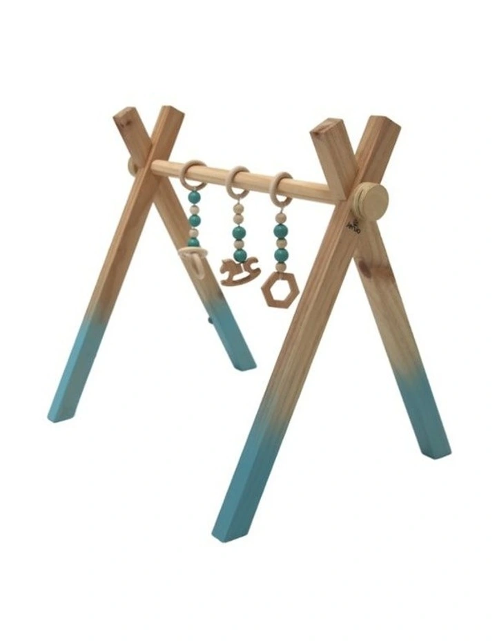 Wooden Baby Play Gym In Aqua