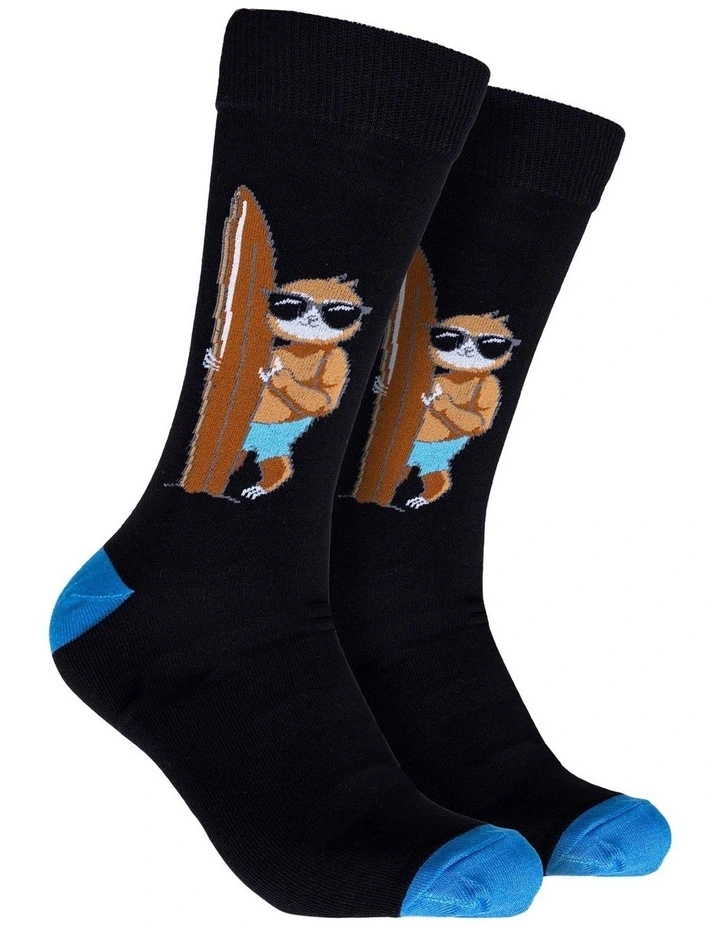 Bamboo Surf Sloth Socks in Black